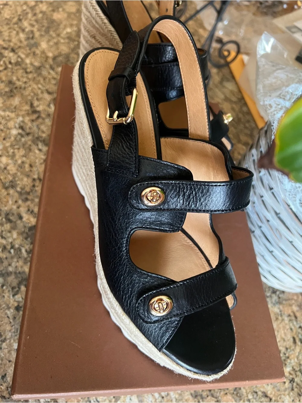 Coach Electra espadrille high wedge sandals